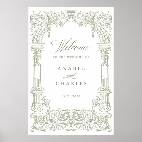 Vintage Arch Vines Frame Wedding Welcome Poster