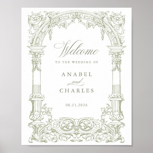 Vintage Arch Vines Frame Wedding Welcome Poster