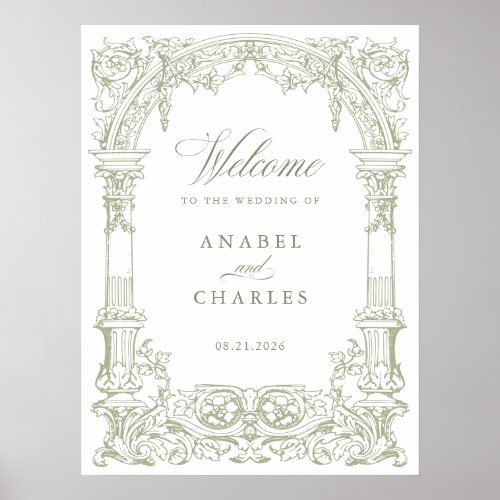 Vintage Arch Vines Frame Wedding Welcome Poster