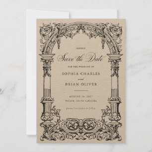 Vintage Arch Vines Ornament Frame Save the Date  Invitation