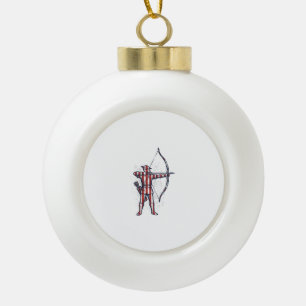 Vintage Archer American Flag Bow Hunting Shirt_1 Ceramic Ball Christmas Ornament