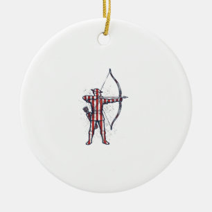Vintage Archer American Flag Bow Hunting Shirt_1 Ceramic Ornament