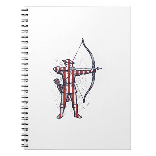 Vintage Archer American Flag Bow Hunting Shirt_1 Notebook
