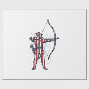 Vintage Archer American Flag Bow Hunting Shirt_1 Wrapping Paper