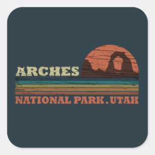 Vintage Arches National Park Moab Utah Square Sticker