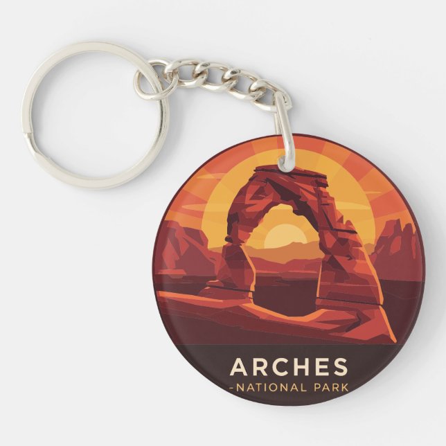Vintage Arches National Park Sunset Keychain (Front)