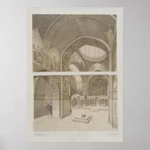 Vintage Architectural Drawing Cathedral Interior Poster