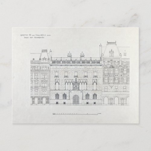 Vintage Architectural Drawings of Hallwyl House Po Postcard