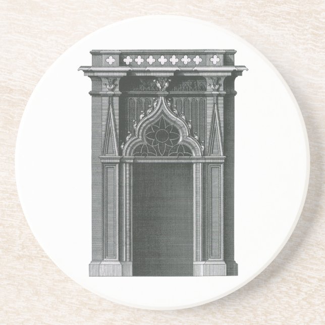 Vintage Architectural Element, Gothic Doorway Drink Coaster (Front)