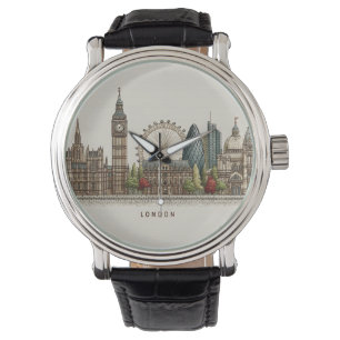 Vintage Architectural London Skyline Illustration Watch