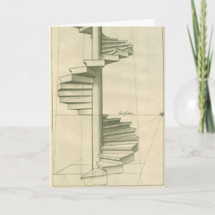 Vintage Architectural Stairs, Spiral Staircase Card
