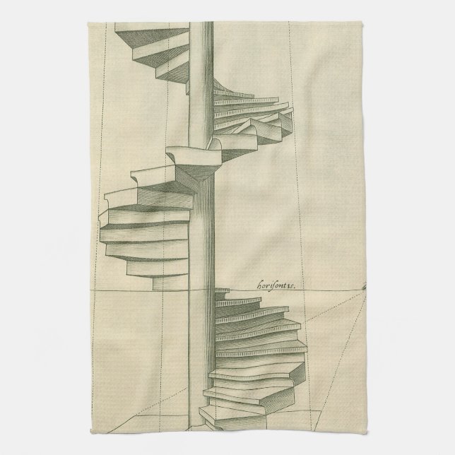 Vintage Architectural Stairs, Spiral Staircase Kitchen Towel (Vertical)
