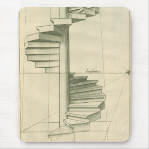 Vintage Architectural Stairs, Spiral Staircase Mouse Pad