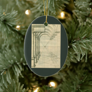 Vintage Architecture, Arches Columns Perspective Ceramic Ornament