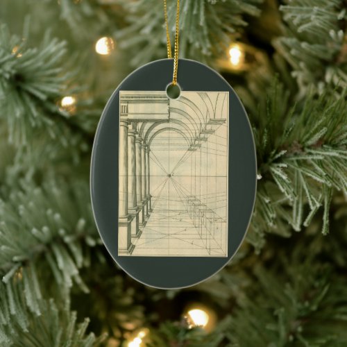 Vintage Architecture Arches Columns Perspective Ceramic Ornament