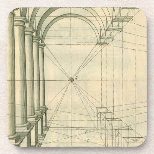 Vintage Architecture Arches Columns Perspective Coaster