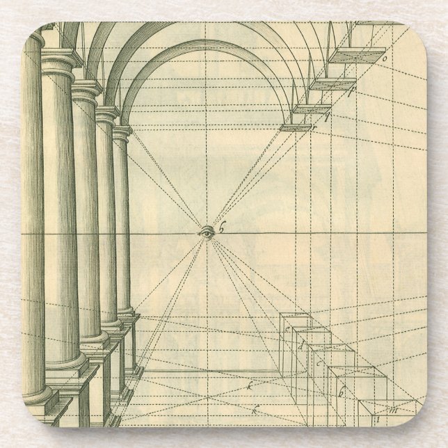 Vintage Architecture, Arches Columns Perspective Coaster (Front)