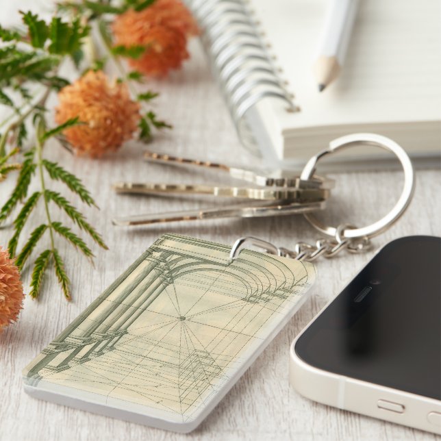 Vintage Architecture, Arches Columns Perspective Keychain (Front Right)