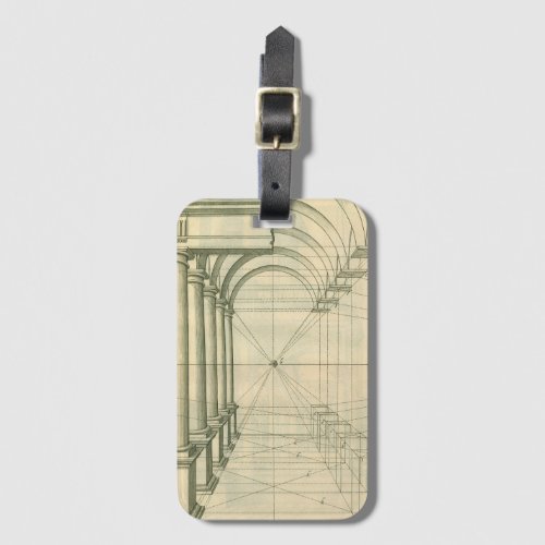 Vintage Architecture Arches Columns Perspective Luggage Tag