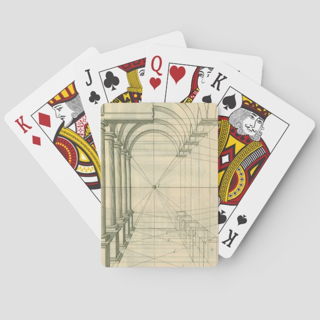 Vintage Architecture, Arches Columns Perspective Poker Cards (Back)
