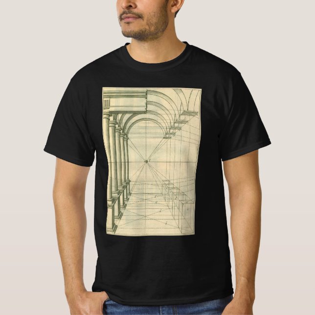 Vintage Architecture, Arches Columns Perspective T-Shirt (Front)