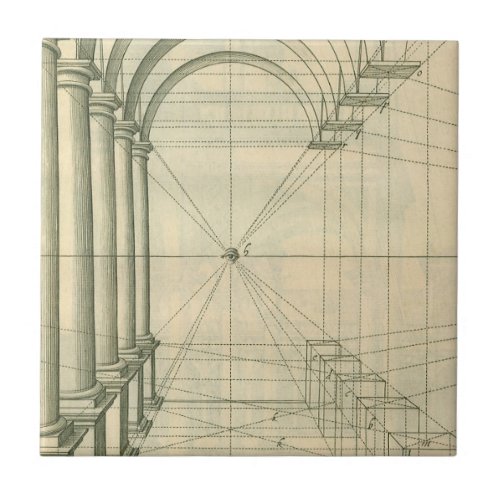 Vintage Architecture Arches Columns Perspective Tile