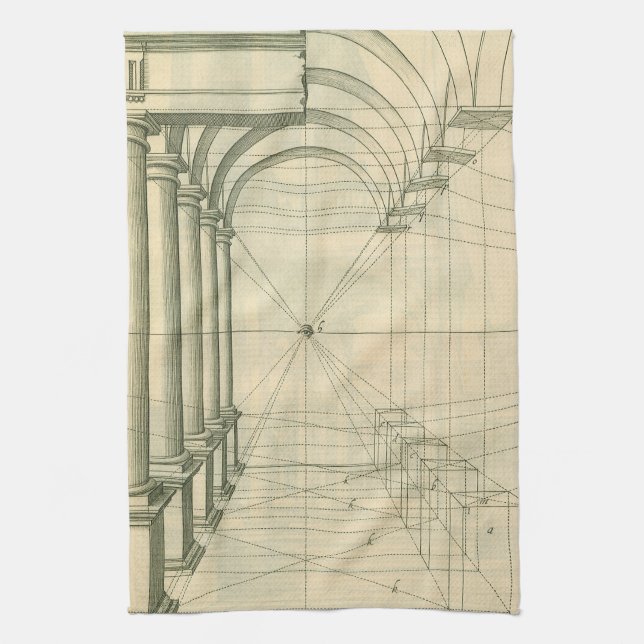 Vintage Architecture, Arches Columns Perspective Towel (Vertical)