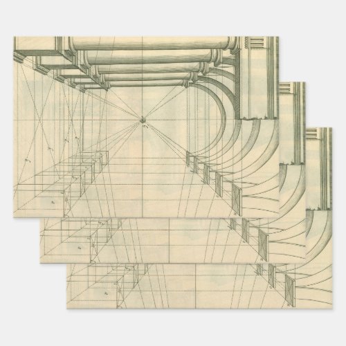 Vintage Architecture Arches Columns Perspective Wrapping Paper Sheets