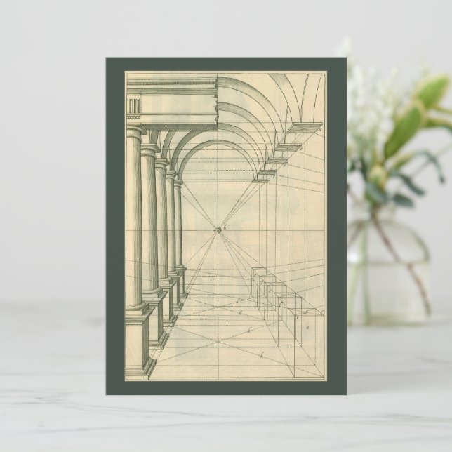Vintage Architecture Arches Perspective Invitation (Standing Front)