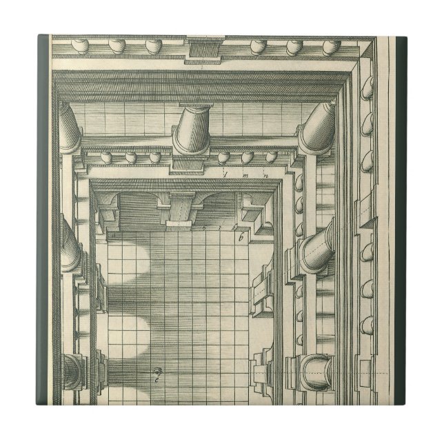 Vintage Architecture, Atrium Courtyard Perspective Ceramic Tile (Front)