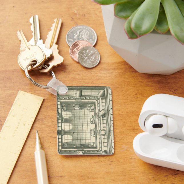 Vintage Architecture, Atrium Courtyard Perspective Keychain (Desk)