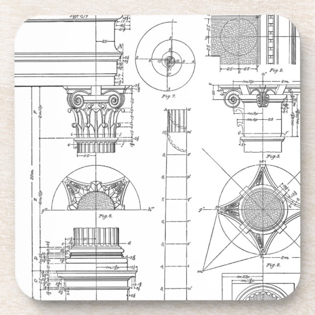 Vintage Architecture Beverage Coaster (Front)