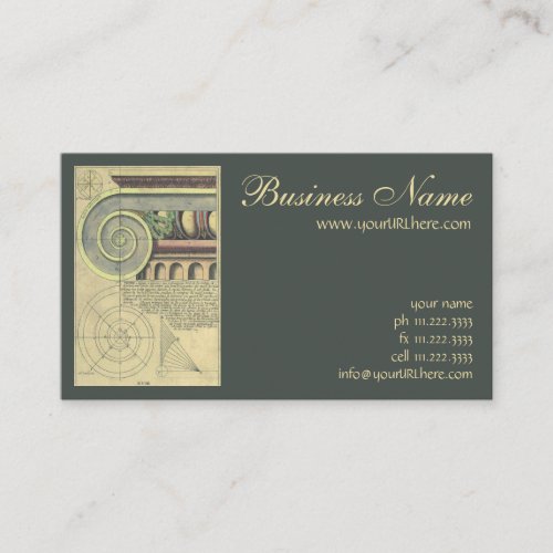 Vintage Architecture Capital Volute by Vignola Business Card