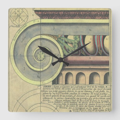 Vintage Architecture Capital Volute by Vignola Square Wall Clock