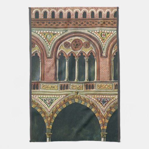 Vintage Architecture  Citadel in Pavia Italy Kitchen Towel