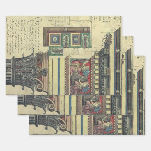 Vintage Architecture Column with Cornice Molding Wrapping Paper Sheets