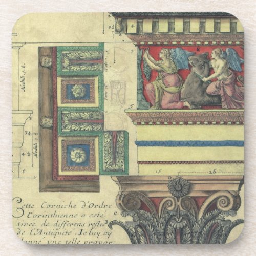 Vintage Architecture Column with Cornice Moulding Drink Coaster