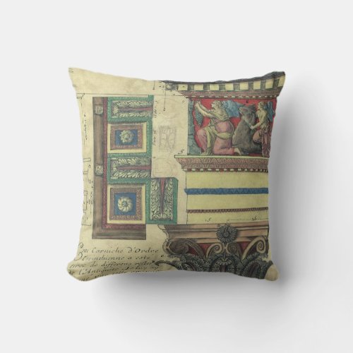Vintage Architecture Column with Cornice Moulding Throw Pillow
