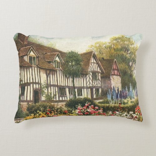 Vintage Architecture Formal Garden English Cottage Accent Pillow