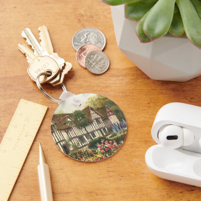 Vintage Architecture Formal Garden English Cottage Keychain (Desk)