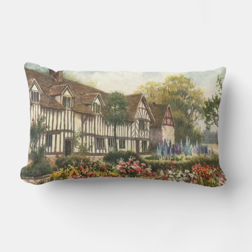 Vintage Architecture Formal Garden English Cottage Lumbar Pillow