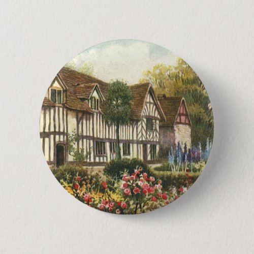 Vintage Architecture Formal Garden English Cottage Pinback Button