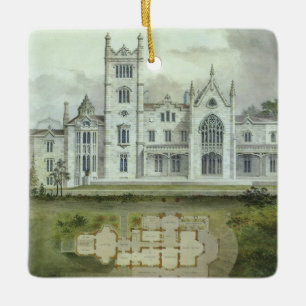 Vintage Architecture, French Chateau Floor Plans Ceramic Ornament