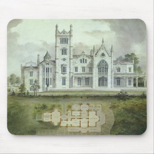 Vintage Architecture French Chateau Floor Plans Mouse Pad