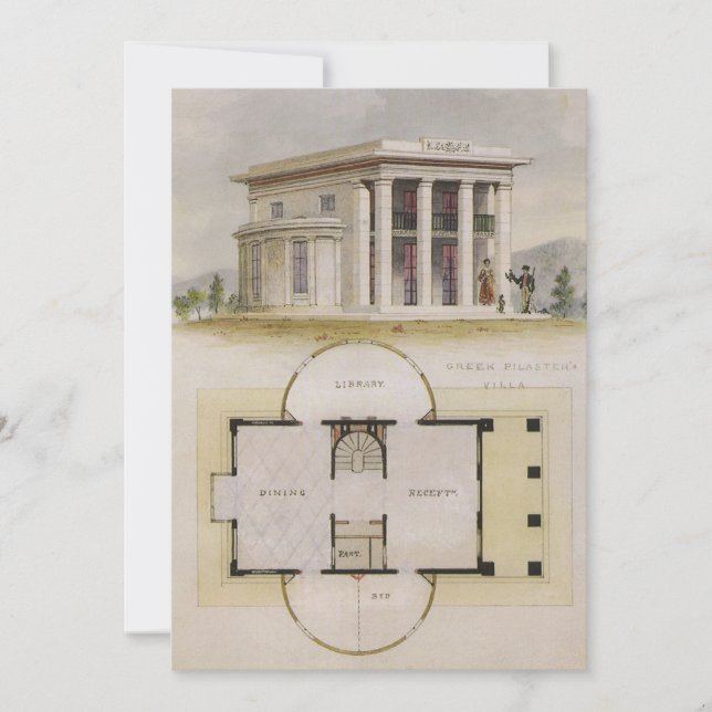 Vintage Architecture, Greek Villa Invitation (Front)