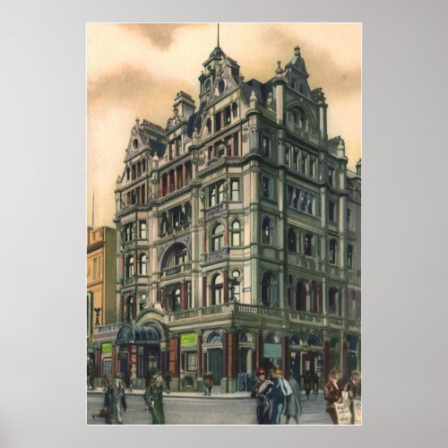 Vintage Architecture Queens Hotel Leicester Square Poster
