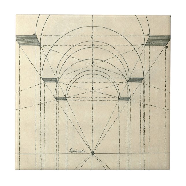 Vintage Architecture, Renaissance Arch Perspective Ceramic Tile (Front)