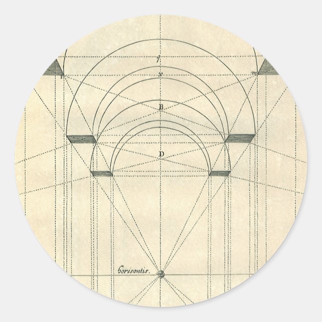 Vintage Architecture, Renaissance Arch Perspective Classic Round Sticker (Front)