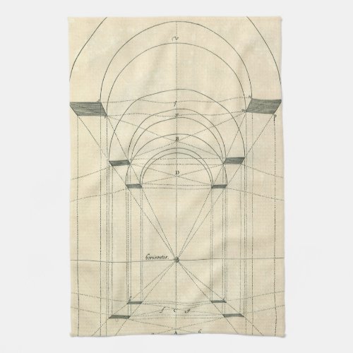 Vintage Architecture Renaissance Arch Perspective Kitchen Towel