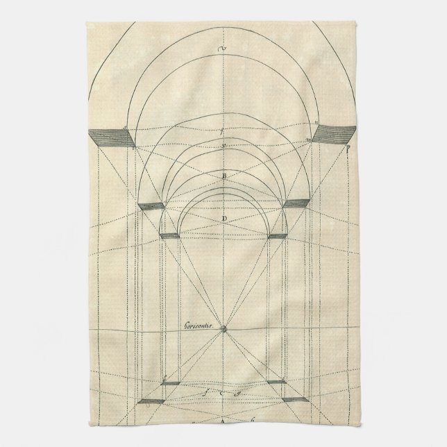 Vintage Architecture, Renaissance Arch Perspective Kitchen Towel (Vertical)